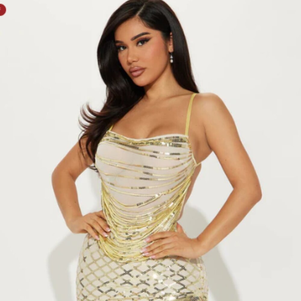 Dress:  Sequin Maxi Dress - Gold